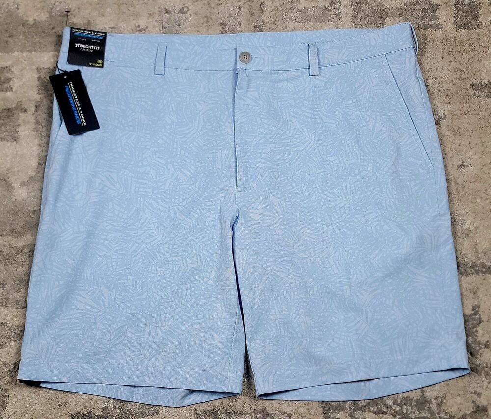 NWT Roundtree & Yorke Men's Straight Fit Chino Golf Light Blue Shorts Size 40x9